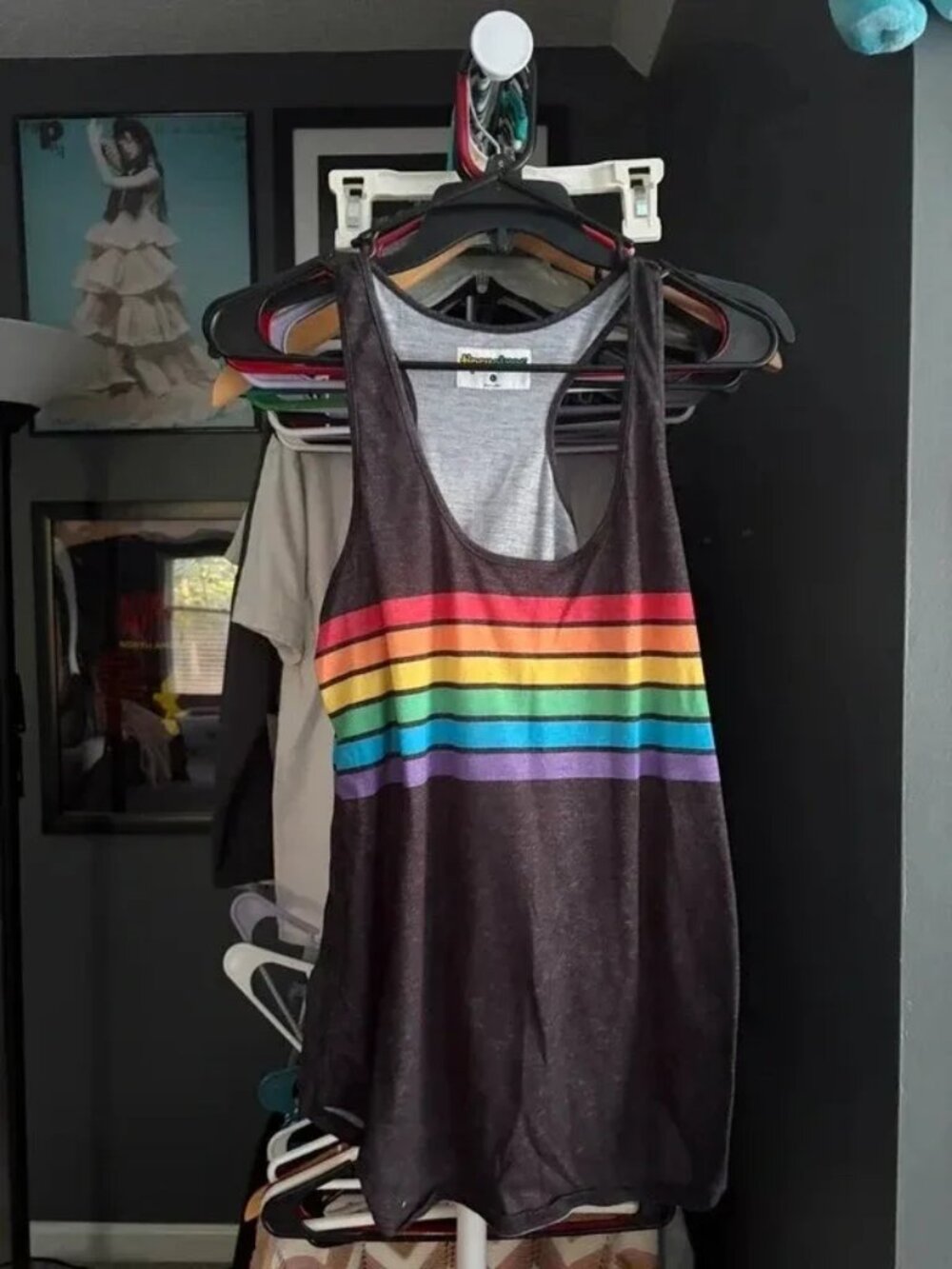 Tipsy Elves Rainbow Stripe Racerback Tank Top Size Large